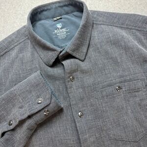 Kuhl Mens Medium Charcoal Gray Textured Uproar Button Down Shirt Hiking Travel
